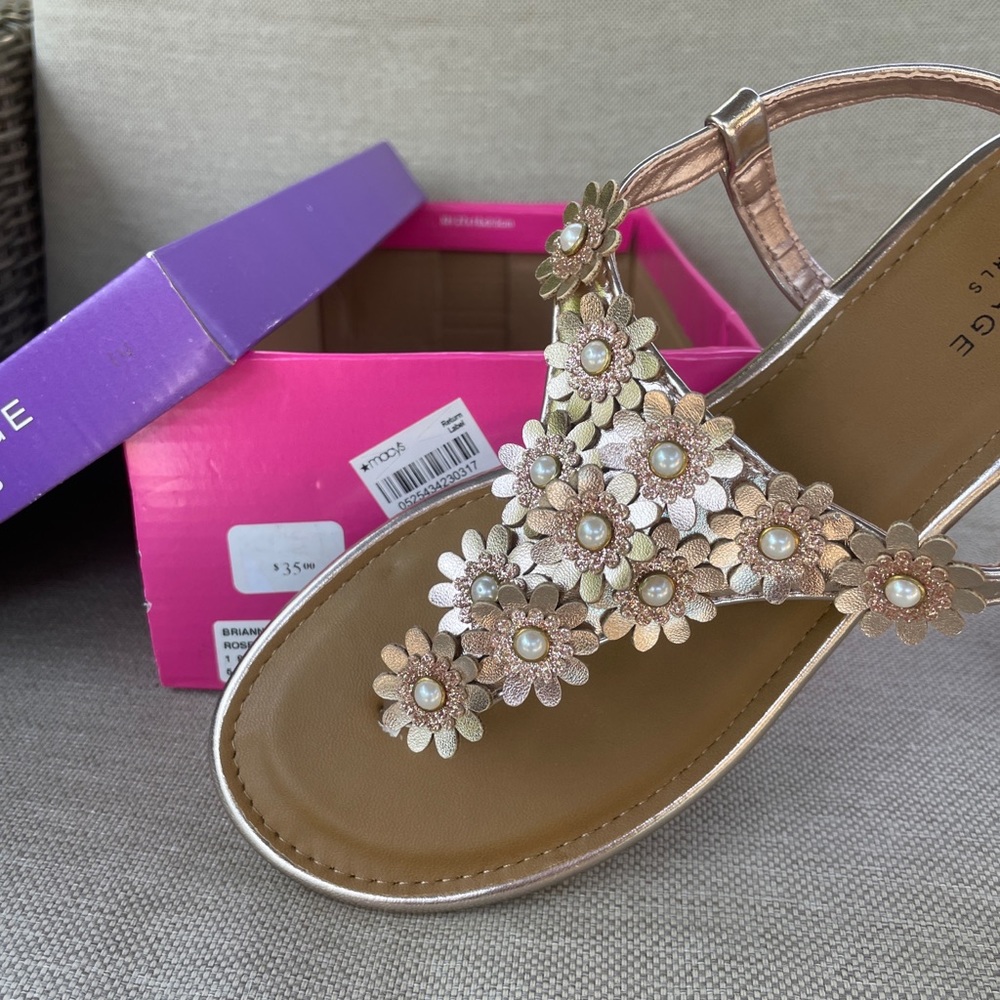 NEW Rampage Girls Sandals Brianna Rose Gold Sz 5 M  (sizes 2 & 4 also Available) - Picture 10 of 12